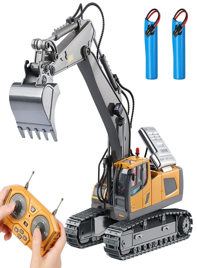 DDAI Remote Control Excavator Toys for Boys 8-12 Kids Best Gift Ideas for Age 3 4 5 6 7 8 9 10+ Year Old Boy Rechargeable RC Construction Excavators Digger Vehicles Engineering Toys with Metal Shovel - Image 1